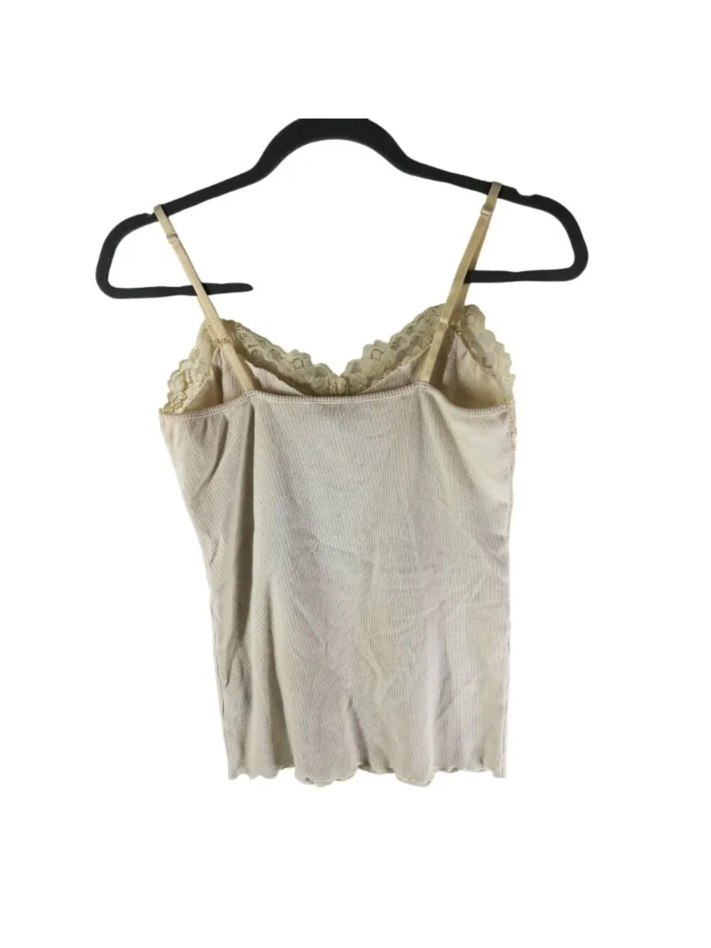 Banana Republic Womens Lace Trim Cami Top Ribbed Ivory M